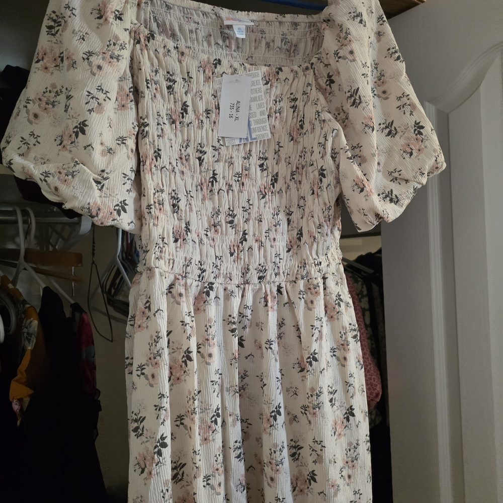 LuLaRoe Floral Cream Midi Dress